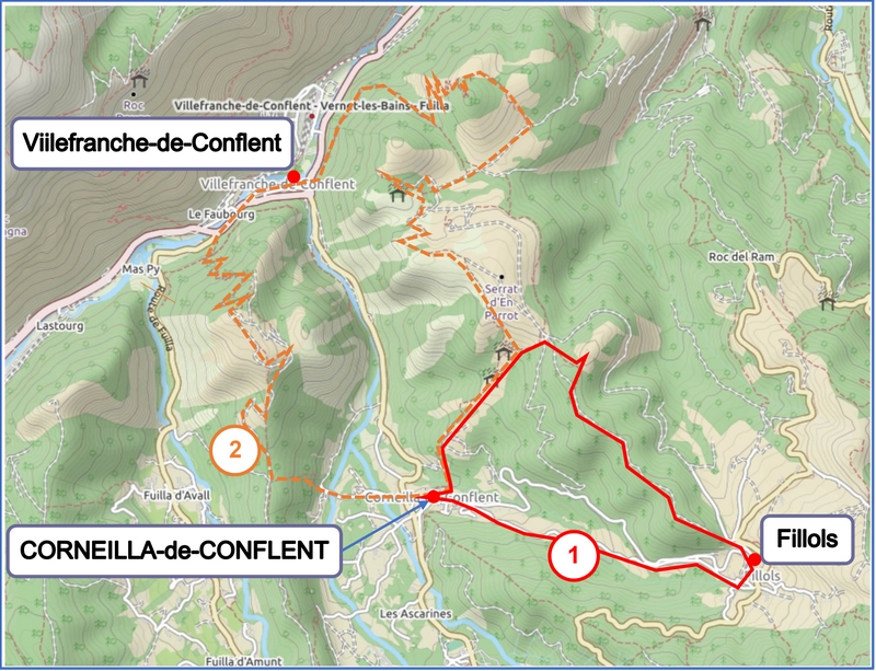 Walks from Corneilla map